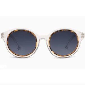 Clear Frame Sunglasses with Tortoise Trim and Dark Lenses